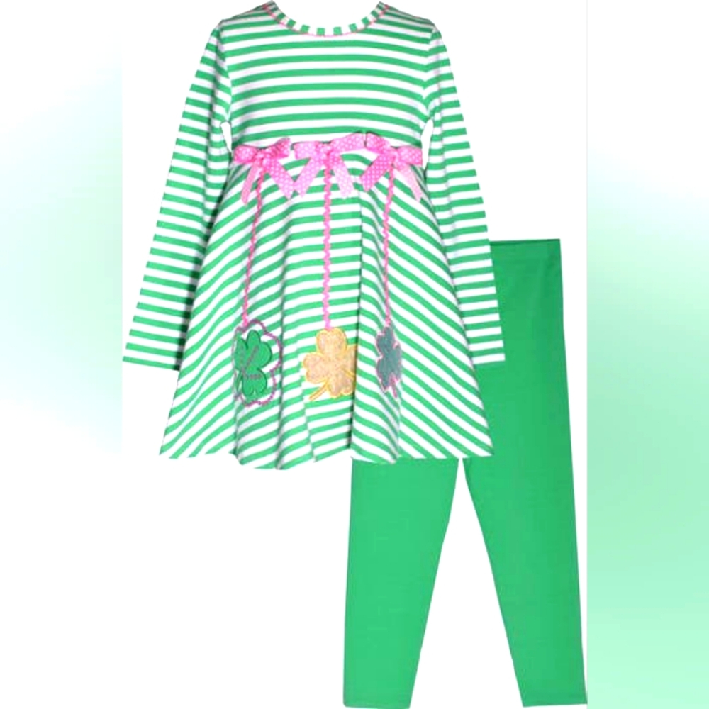 Kids' Hanging Shamrocks Long Sleeve Dress & Leggings Set-Size 6-NWT $54